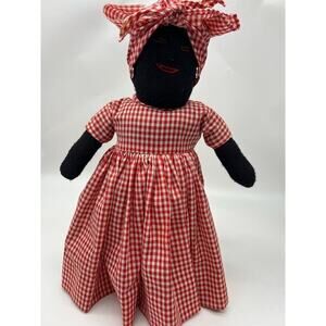 Handmade 16” African American Vintage Rag Doll Cloth On 70’s Coca Cola Bottle